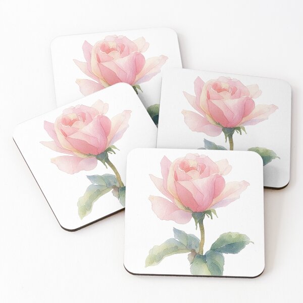 Item preview, Elegant Pink Rose Watercolor Botanical Art designed and sold by Rutvain.