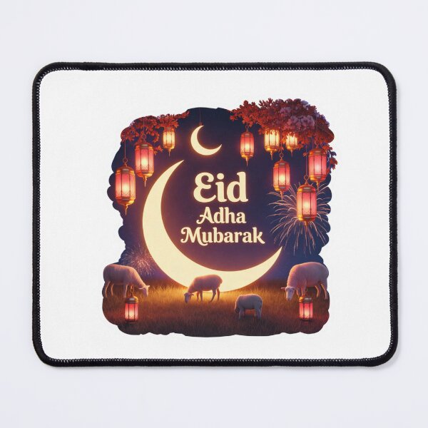 Item preview, Eid Adha Mubarak Sticker – Crescent Moon, Lanterns & Sheep | Islamic Night Illustration designed and sold by RALYSHOP.