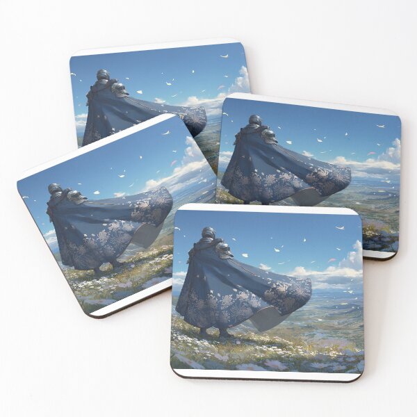 Item preview, Epic Knight in Floral Cape Overlooking Vast Blue Valley - Fantasy Art designed and sold by Alahchin Art.
