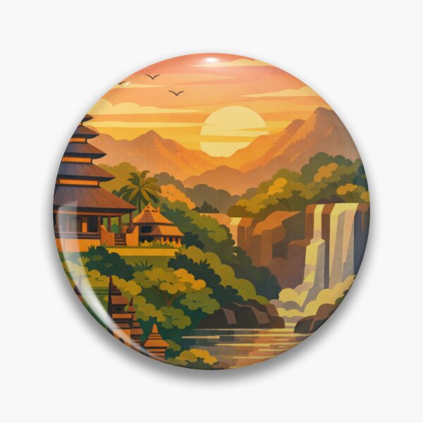 Item preview, Ubud Bali rice terrace temple waterfall travel poster designed and sold by MatthewHeights.