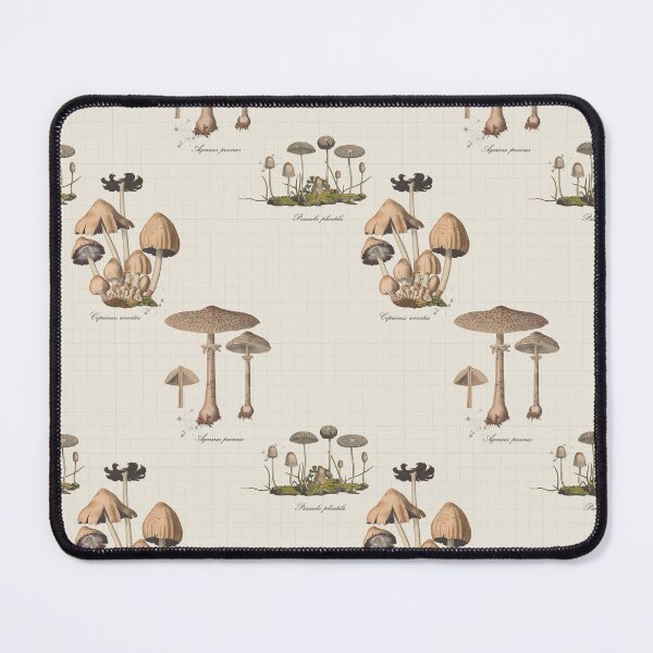 Item preview, Antique Mushroom Illustration Pattern – Dark Academia Botanical Print designed and sold by akneeland603.