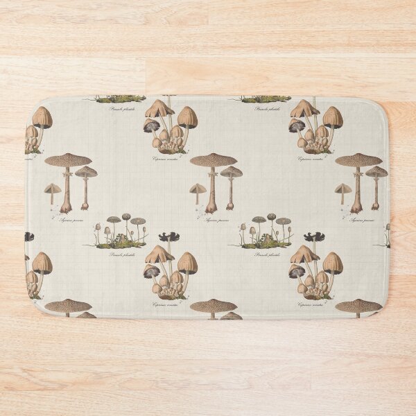 Item preview, Antique Mushroom Illustration Pattern – Dark Academia Botanical Print designed and sold by akneeland603.