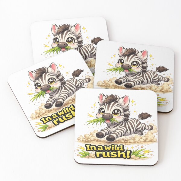 Item preview, Funny Cute Zebra Running Big Eyes Kawaii Cartoon In a Wild Rush designed and sold by StickyDelights.