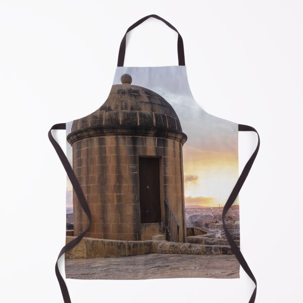 Item preview, Historic Stone Watchtower Turret Overlooking City Skyline at Sunset With Dramatic Sky designed and sold by Nmallia.