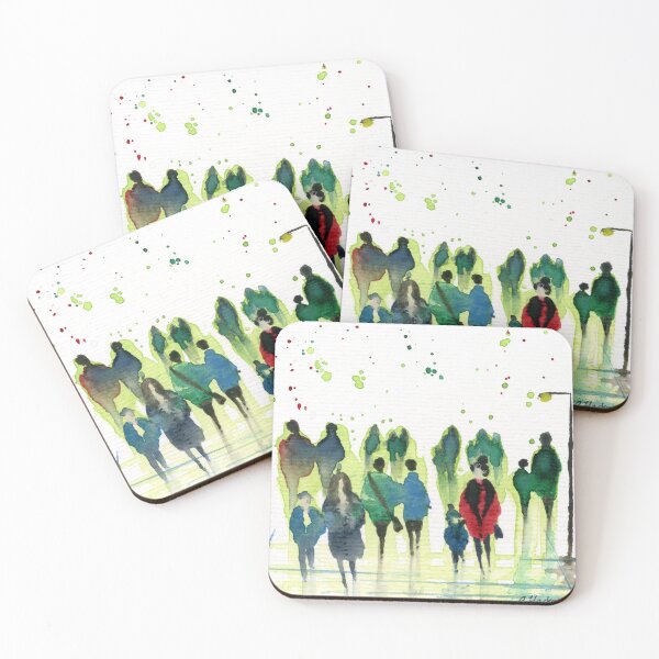 Item preview, People in the Rain - City Splatter Vibrant Watercolour designed and sold by Cass Harker Studio.
