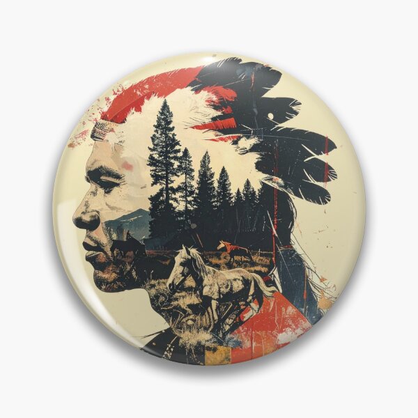 Item preview, Native American Chief Nature Collage Design designed and sold by thelivingrp.