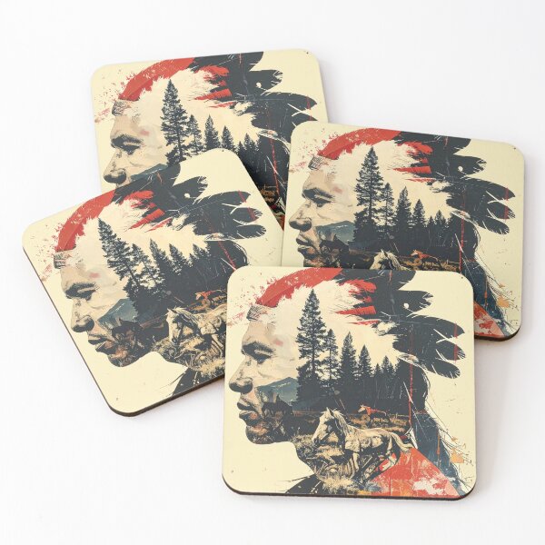 Item preview, Native American Chief Nature Collage Design designed and sold by thelivingrp.