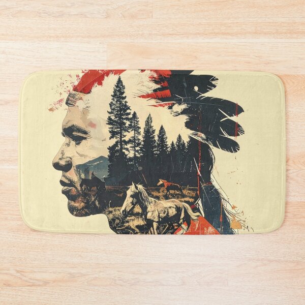 Item preview, Native American Chief Nature Collage Design designed and sold by thelivingrp.