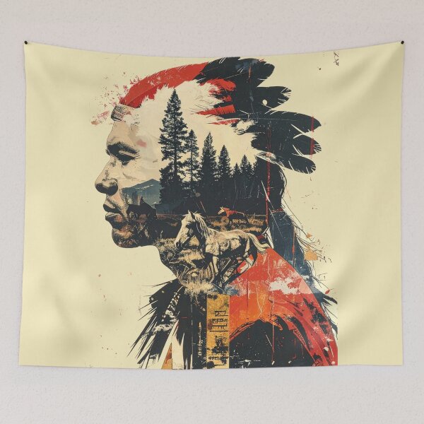 Item preview, Native American Chief Nature Collage Design designed and sold by thelivingrp.