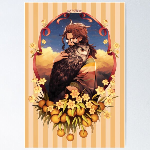 Item preview, Man with Owl Portrait designed and sold by TomatiLove.