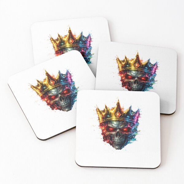 Item preview, Glitch Skull Crown Neon – Cyberpunk King Skull designed and sold by unglaublichGut.