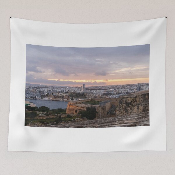 Item preview, Historic Coastal City Harbor and Fort Walls at Sunset With Dramatic Sky designed and sold by Nmallia.