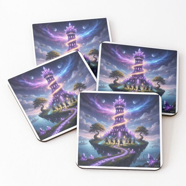 Item preview, Epic Fantasy Crystal Tower - Adventurer Party Quest - Floating Island Art designed and sold by JLMWorks.