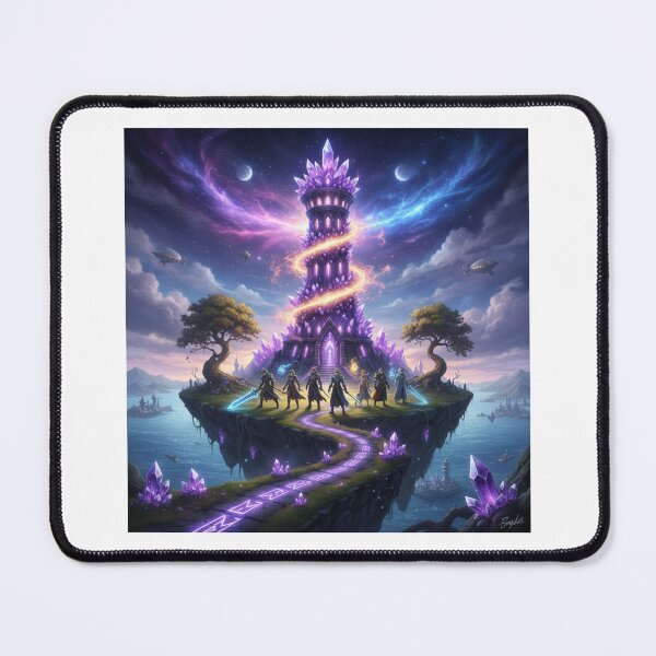 Item preview, Epic Fantasy Crystal Tower - Adventurer Party Quest - Floating Island Art designed and sold by JLMWorks.