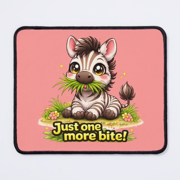Item preview, Funny Cute Zebra Big Eyes Kawaii Cartoon Just One More Bite Grass Lover designed and sold by Nusha Creations.