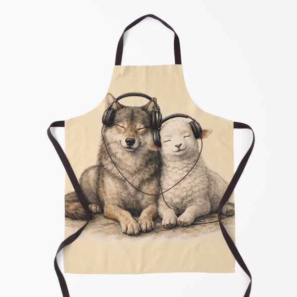 Item preview, Wolf and Lamb Headphones T-Shirt – Peace, Unity, Same Song Aesthetic Animal Art designed and sold by FunkyVista.