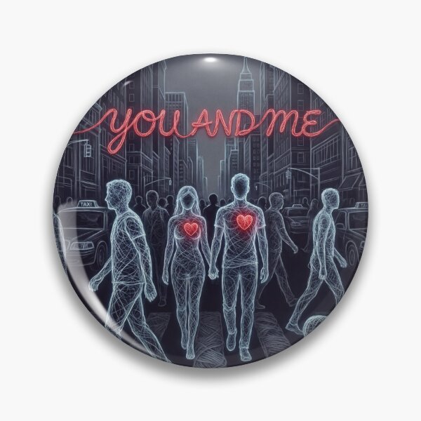 Item preview, Cyberpunk Soulmate You and Me - Glowing Heart Crowd Art - Neon City Romance designed and sold by JLMWorks.