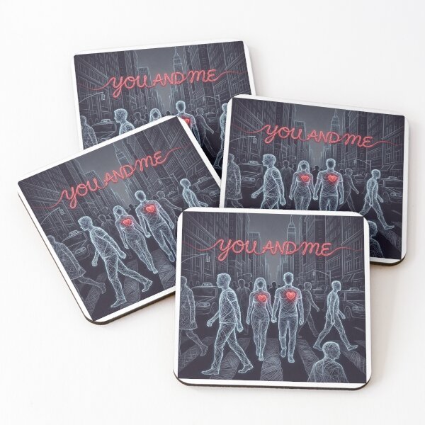 Item preview, Cyberpunk Soulmate You and Me - Glowing Heart Crowd Art - Neon City Romance designed and sold by JLMWorks.