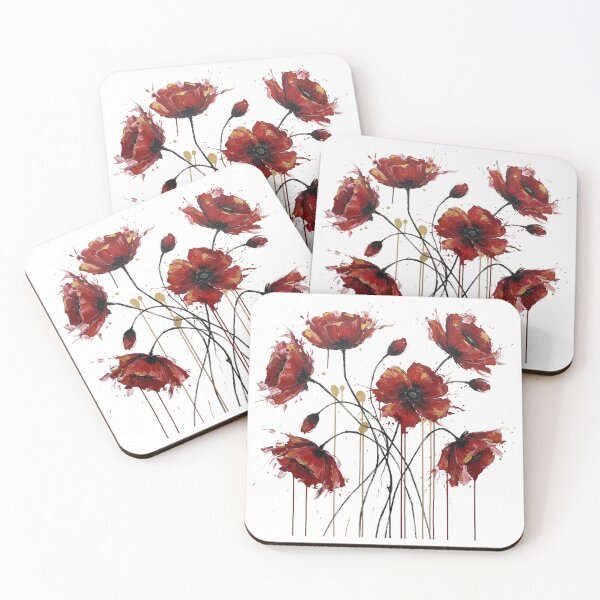 Item preview, Abstract Red Poppy Impasto - Palette Knife Floral - Drip Oil Painting Art designed and sold by JLMWorks.