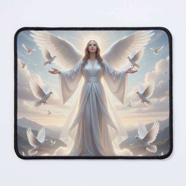 Item preview, Angel of Peace White Doves - Spiritual Guardian Art - Ethereal Divine Decor designed and sold by JLMWorks.