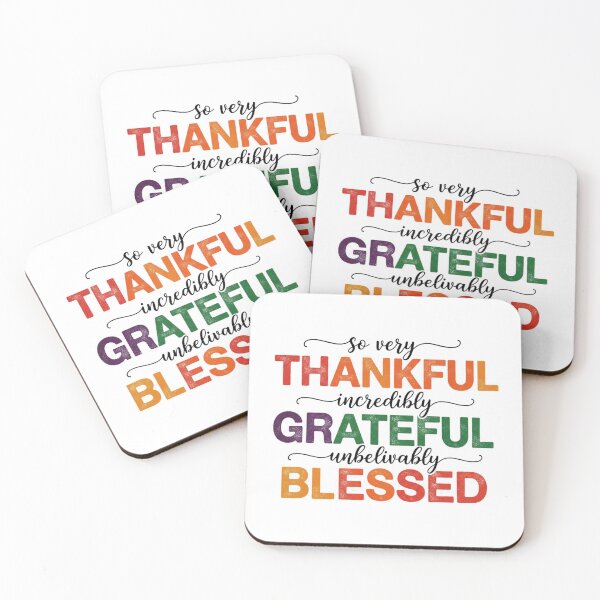 Item preview, Thankful Grateful Blessed Typography - Colorful Farmhouse Art - Positive Quote designed and sold by JLMWorks.