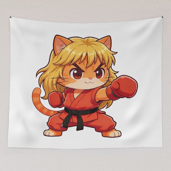 Item preview, Karate Street Fighter Cat Cosplay Anime Style designed and sold by CuteKats.