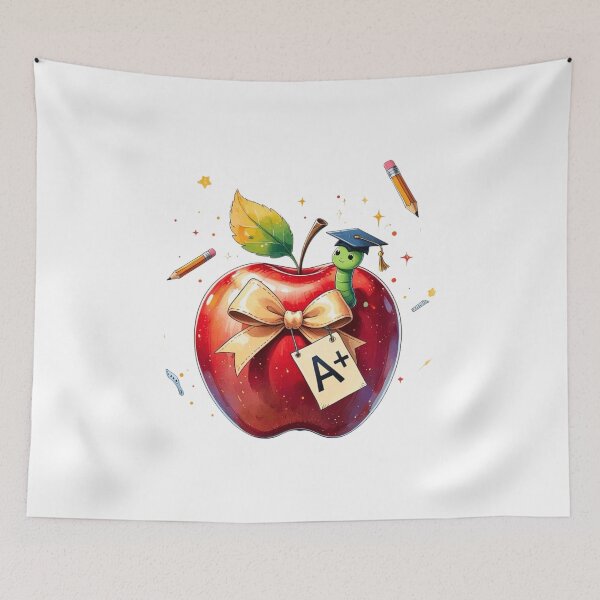 Item preview, Red Apple with Bookworm and A+ Grade Back to School designed and sold by AQUILAKREO.