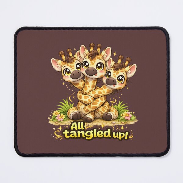 Item preview, Funny Cute Three Giraffes Big Eyes Kawaii Cartoon All Tangled Up designed and sold by Nusha Creations.
