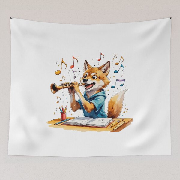 Item preview, Cute Fox Playing Clarinet Music Class Back to School Art designed and sold by AQUILAKREO.