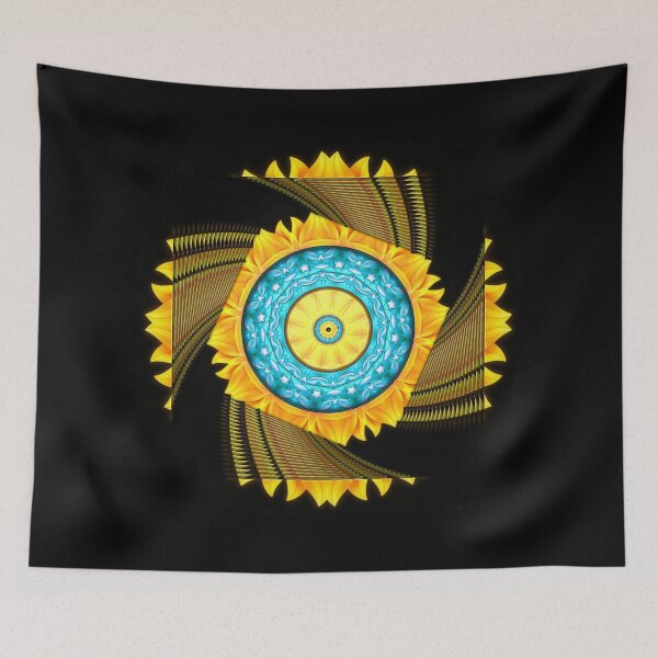 Item preview, Abstract sunflower-inspired mandala with yellow petals designed and sold by ScreenPin.
