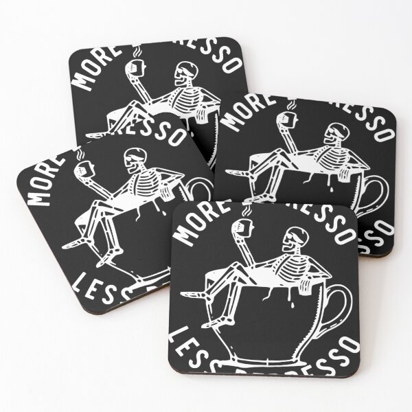 Item preview, More Espresso Less Depresso Skeleton Coffee Cup White designed and sold by AlviaAlcedoArt.