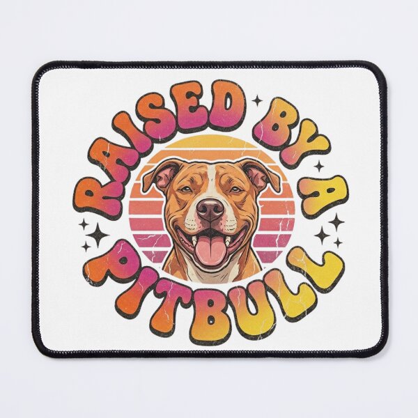 Item preview, Raised by a Pitbull Retro Sunset Shirt, Vintage Pitbull Lover Gift Tee designed and sold by My Pitbull Place.
