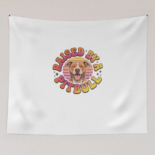Item preview, Raised by a Pitbull Retro Sunset Shirt, Vintage Pitbull Lover Gift Tee designed and sold by My Pitbull Place.