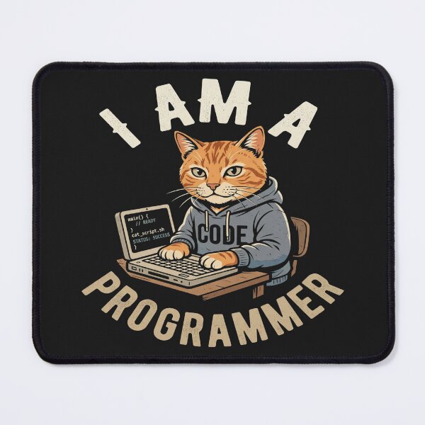 Item preview, I Am A Programmer Cat — Funny Coding Cat Hoodie Vintage Tee for Software Developers designed and sold by NUVYStudio.