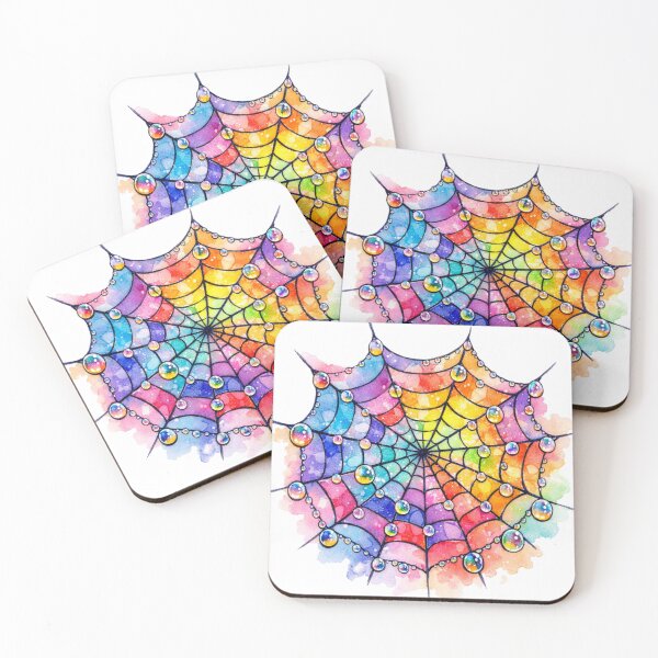 Item preview, Rainbow Spiderweb Watercolor Fantasy Art designed and sold by TessaraDesigns.