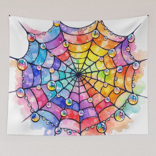 Item preview, Rainbow Spiderweb Watercolor Fantasy Art designed and sold by TessaraDesigns.