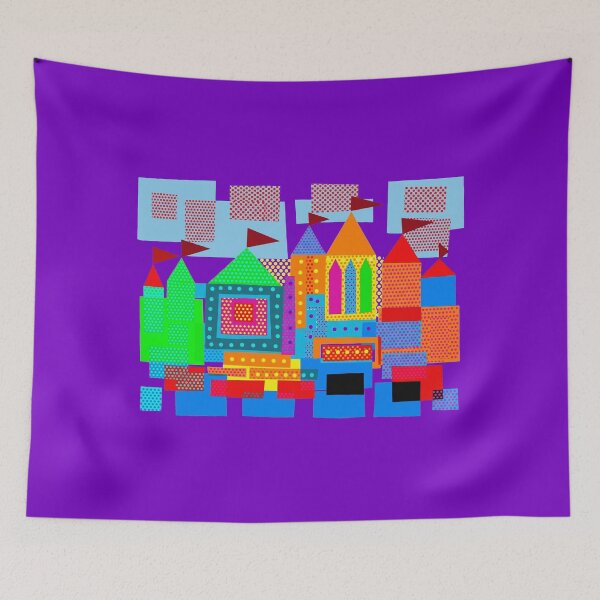 Item preview, Vibrant Geometric Pop Art Fantasy Castle Fortress Illustration designed and sold by Terry Bain.
