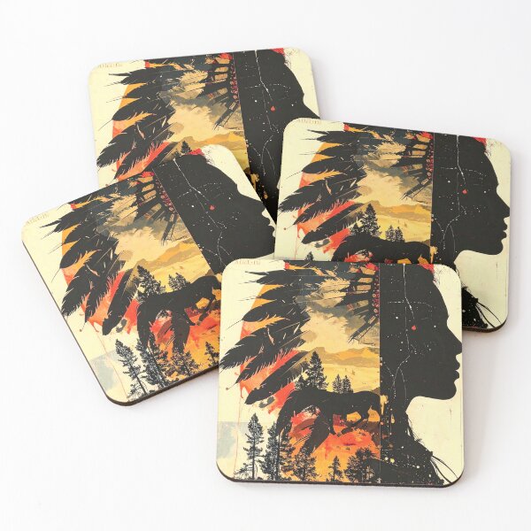 Item preview, Indigenous Woman Collage in Ochre, Red, and Black designed and sold by thelivingrp.