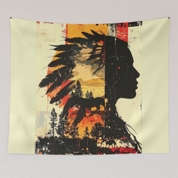 Item preview, Indigenous Woman Collage in Ochre, Red, and Black designed and sold by thelivingrp.