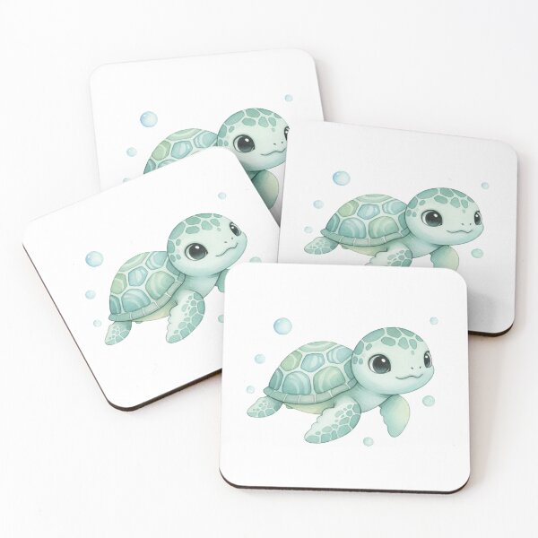 Item preview, Cute Watercolor Sea Turtle Art - Baby Turtle Bubbles - Ocean Nursery Decor designed and sold by JLMWorks.