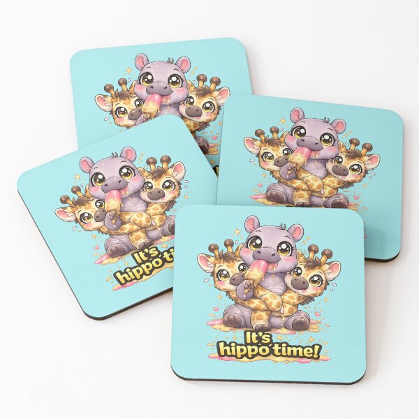 Item preview, Funny Cute Hippo Big Eyes Kawaii Cartoon It’s Hippo Time Sweet Treat designed and sold by Nusha Creations.