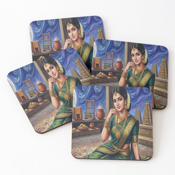 Item preview, Indian Woman in Traditional Green Silk Saree designed and sold by Radhamaniart.