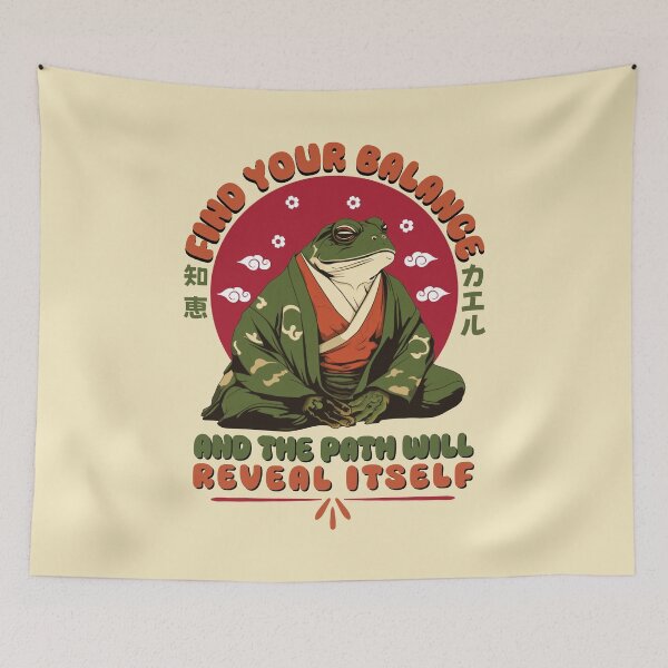 Item preview, Frog Find Your Balance Zen Japanese Samurai Wisdom designed and sold by DaVinciFeather.