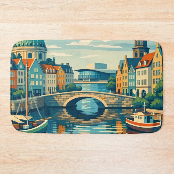 Item preview, Copenhagen Denmark canal bridge waterfront travel poster designed and sold by MatthewHeights.