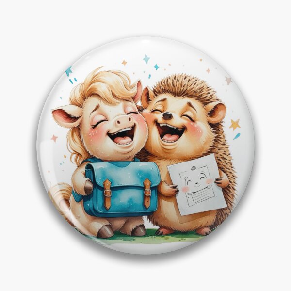 Item preview, Happy Unicorn and Hedgehog Best Friends at School Watercolor designed and sold by AQUILAKREO.