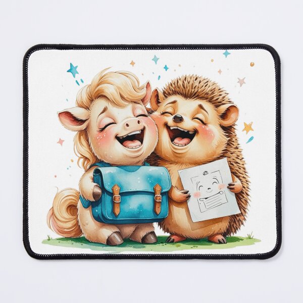 Item preview, Happy Unicorn and Hedgehog Best Friends at School Watercolor designed and sold by AQUILAKREO.