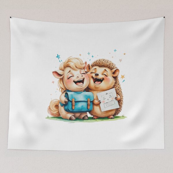 Item preview, Happy Unicorn and Hedgehog Best Friends at School Watercolor designed and sold by AQUILAKREO.