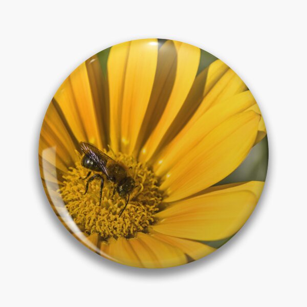 Item preview, Honeybee Pollinating Bright Yellow Daisy Flower Macro Close-Up In Sunny Summer Garden designed and sold by Nmallia.