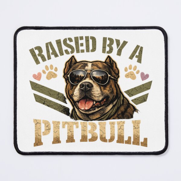 Item preview, Raised by a Pitbull Grunge Shirt, Rugged Pitbull Graphic Dog Lover Tee designed and sold by My Pitbull Place.
