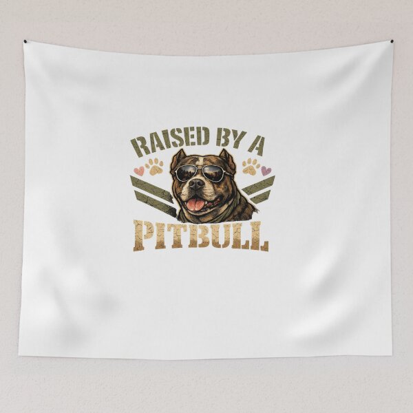 Item preview, Raised by a Pitbull Grunge Shirt, Rugged Pitbull Graphic Dog Lover Tee designed and sold by My Pitbull Place.
